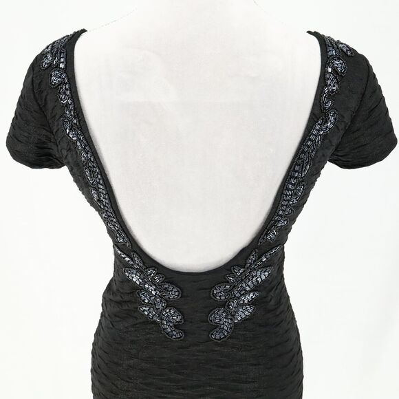 Free People Dress Womens Small Black Beaded Stretch Knit Open Back Fitted Lbd - Picture 9 of 15